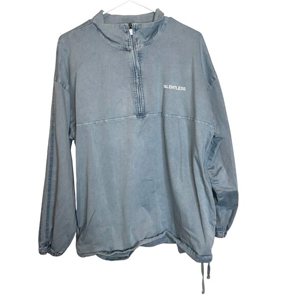 Talentless Twill Quarter-Zip Pullover Sweatshirt M Smocked blue - Picture 2 of 9